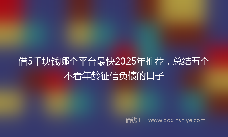 借5千块钱哪个平台最快2025年推荐，总结五个不看年龄征信负债的口子