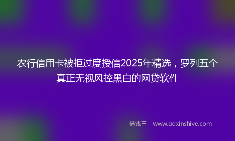 农行信用卡被拒过度授信2025年精选，罗列五个真正无视风控黑白的网贷软件