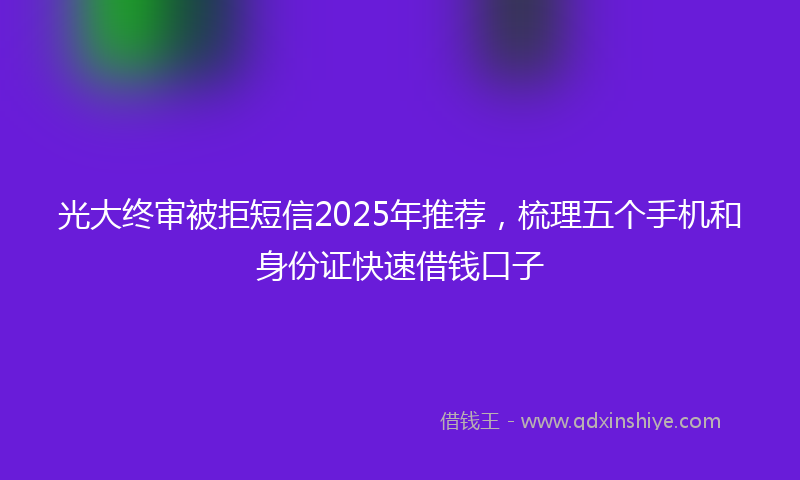 光大终审被拒短信2025年推荐，梳理五个手机和身份证快速借钱口子
