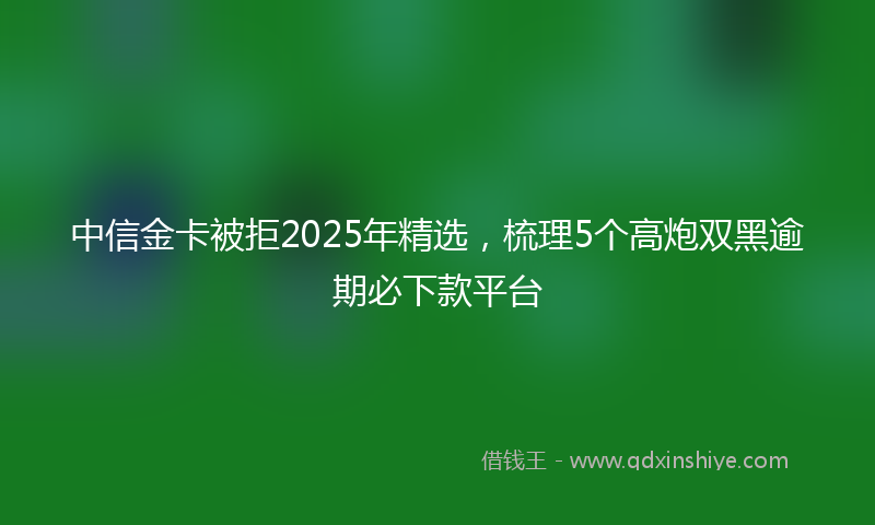 中信金卡被拒2025年精选，梳理5个高炮双黑逾期必下款平台