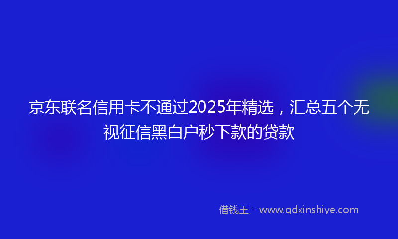 京东联名信用卡不通过2025年精选，汇总五个无视征信黑白户秒下款的贷款