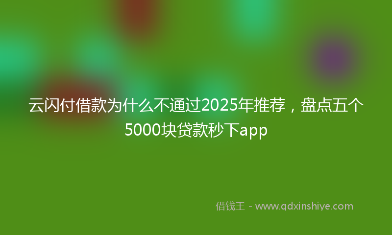 云闪付借款为什么不通过2025年推荐，盘点五个5000块贷款秒下app