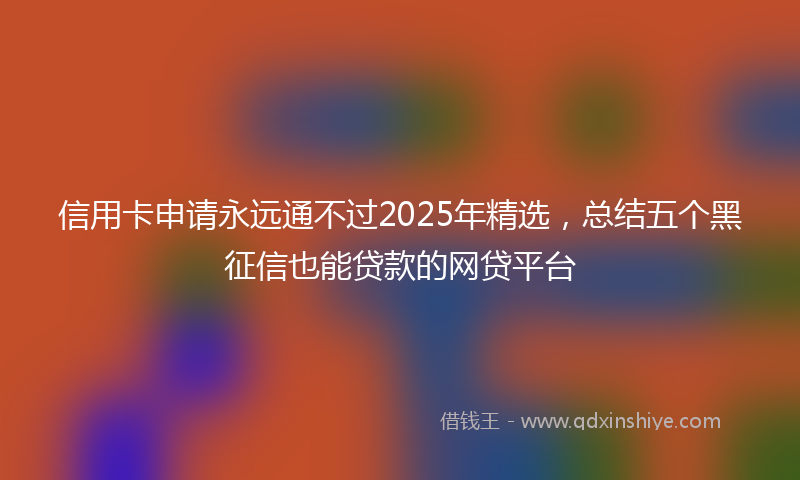 信用卡申请永远通不过2025年精选，总结五个黑征信也能贷款的网贷平台