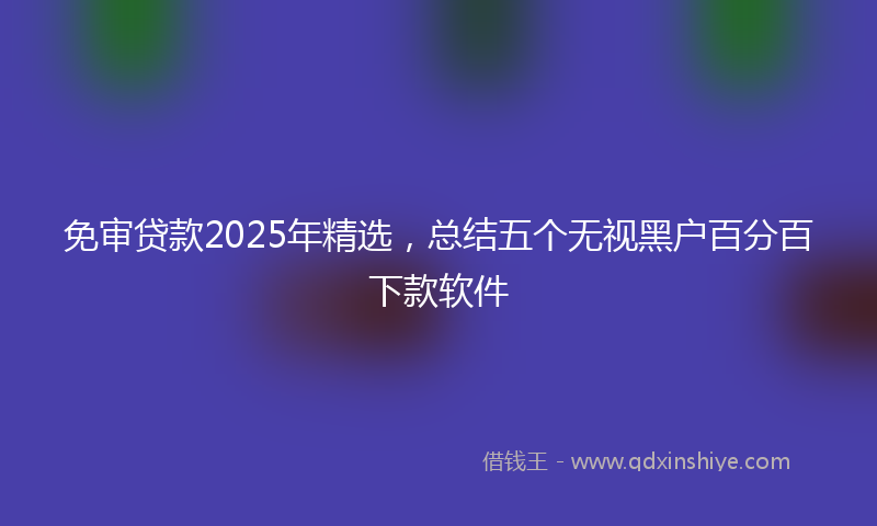 免审贷款2025年精选，总结五个无视黑户百分百下款软件