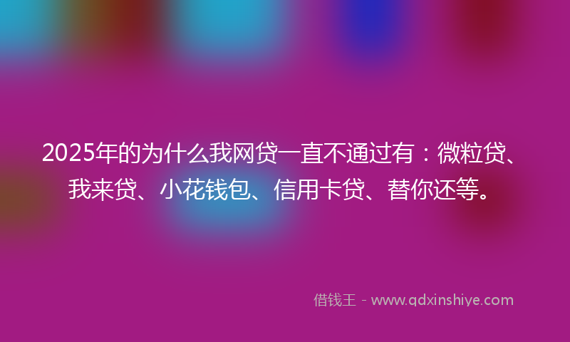 2025年的为什么我网贷一直不通过有：微粒贷、我来贷、小花钱包、信用卡贷、替你还等。