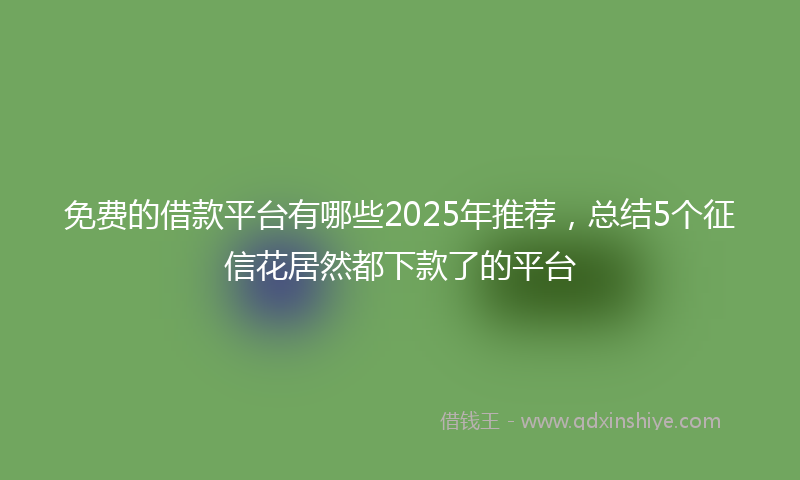 免费的借款平台有哪些2025年推荐，总结5个征信花居然都下款了的平台