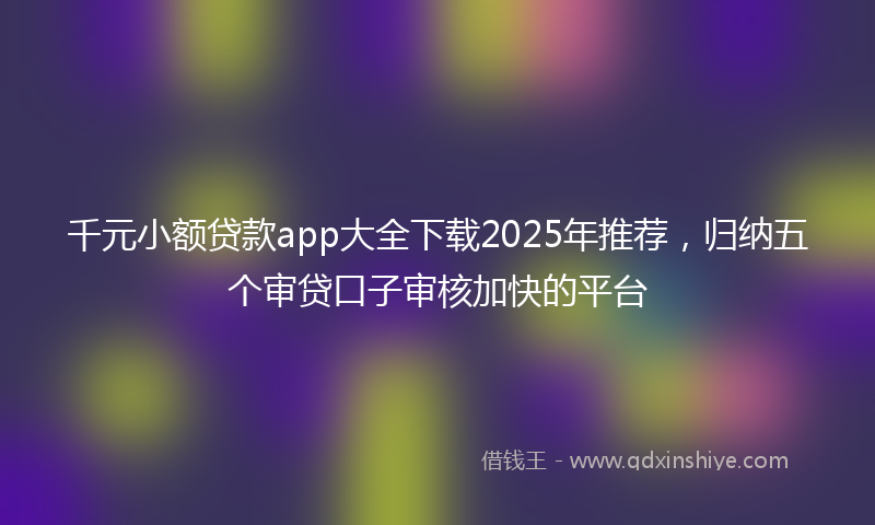 千元小额贷款app大全下载2025年推荐，归纳五个审贷口子审核加快的平台