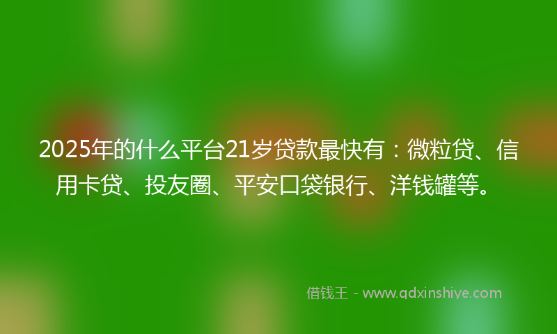 2025年的什么平台21岁贷款最快有：微粒贷、信用卡贷、投友圈、平安口袋银行、洋钱罐等。