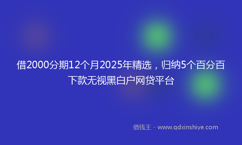 借2000分期12个月2025年精选，归纳5个百分百下款无视黑白户网贷平台
