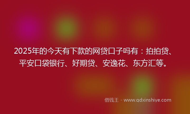 2025年的今天有下款的网贷口子吗有：拍拍贷、平安口袋银行、好期贷、安逸花、东方汇等。