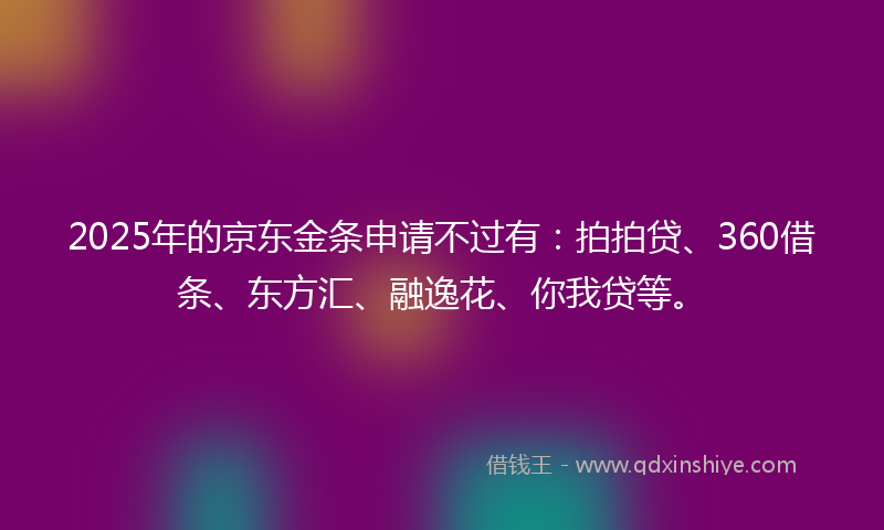 2025年的京东金条申请不过有：拍拍贷、360借条、东方汇、融逸花、你我贷等。