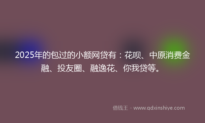 2025年的包过的小额网贷有：花呗、中原消费金融、投友圈、融逸花、你我贷等。