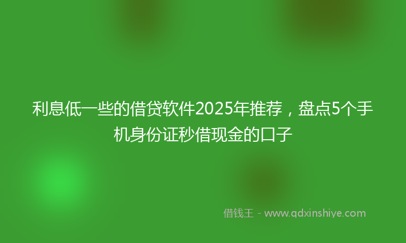 利息低一些的借贷软件2025年推荐，盘点5个手机身份证秒借现金的口子