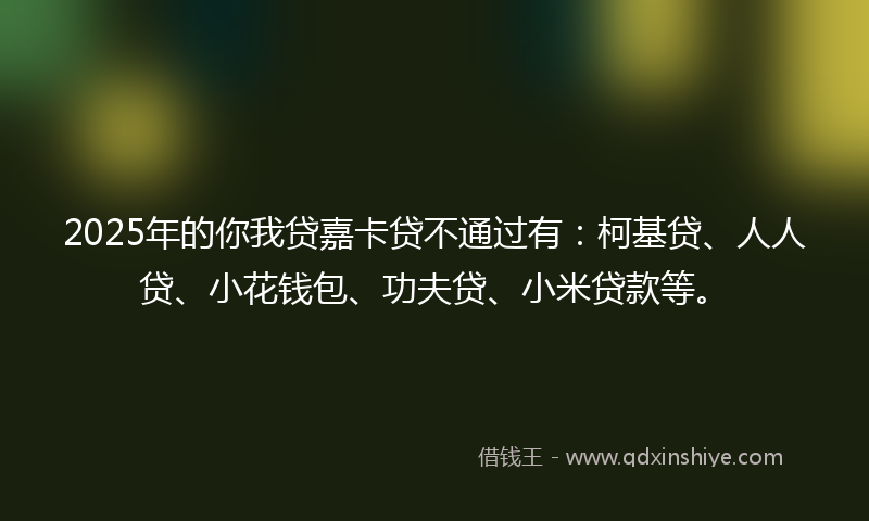 2025年的你我贷嘉卡贷不通过有：柯基贷、人人贷、小花钱包、功夫贷、小米贷款等。