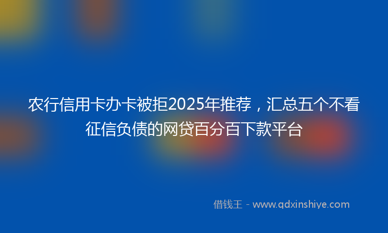 农行信用卡办卡被拒2025年推荐，汇总五个不看征信负债的网贷百分百下款平台