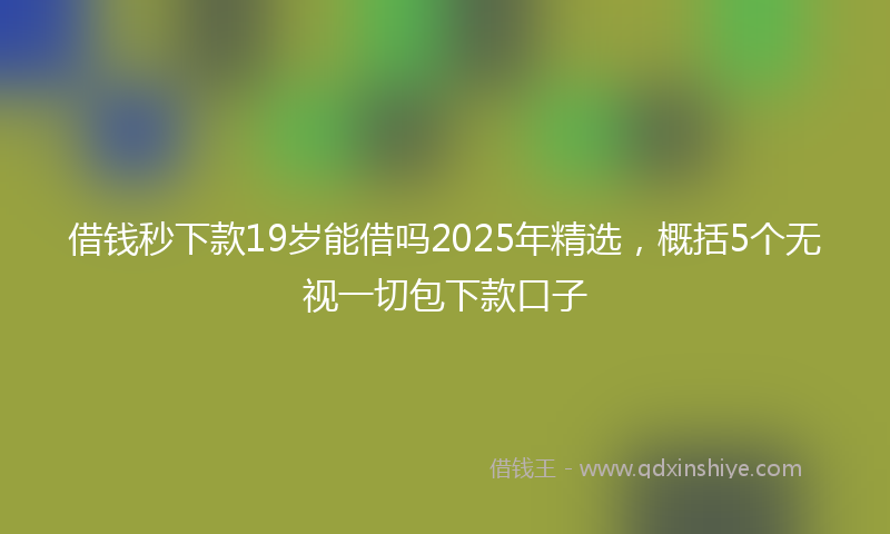 借钱秒下款19岁能借吗2025年精选，概括5个无视一切包下款口子
