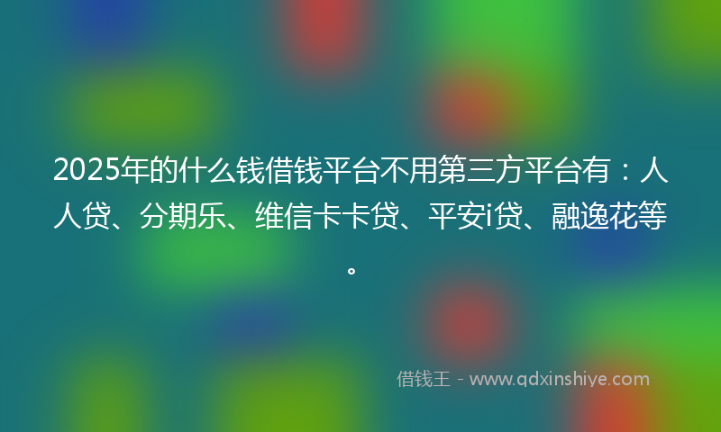 2025年的什么钱借钱平台不用第三方平台有：人人贷、分期乐、维信卡卡贷、平安i贷、融逸花等。