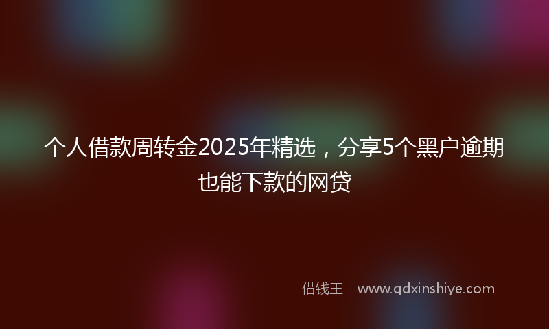 个人借款周转金2025年精选，分享5个黑户逾期也能下款的网贷