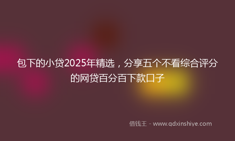 包下的小贷2025年精选，分享五个不看综合评分的网贷百分百下款口子