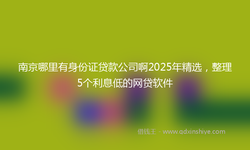 南京哪里有身份证贷款公司啊2025年精选，整理5个利息低的网贷软件