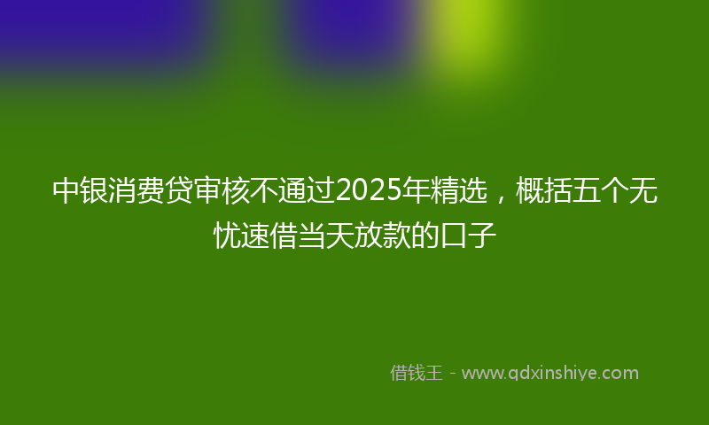 中银消费贷审核不通过2025年精选,概括五个无忧速借当天放款的口子
