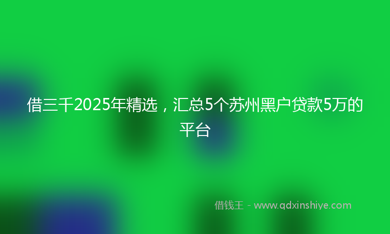 借三千2025年精选，汇总5个苏州黑户贷款5万的平台