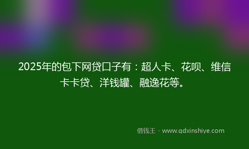 2025年的包下网贷口子有：超人卡、花呗、维信卡卡贷、洋钱罐、融逸花等。