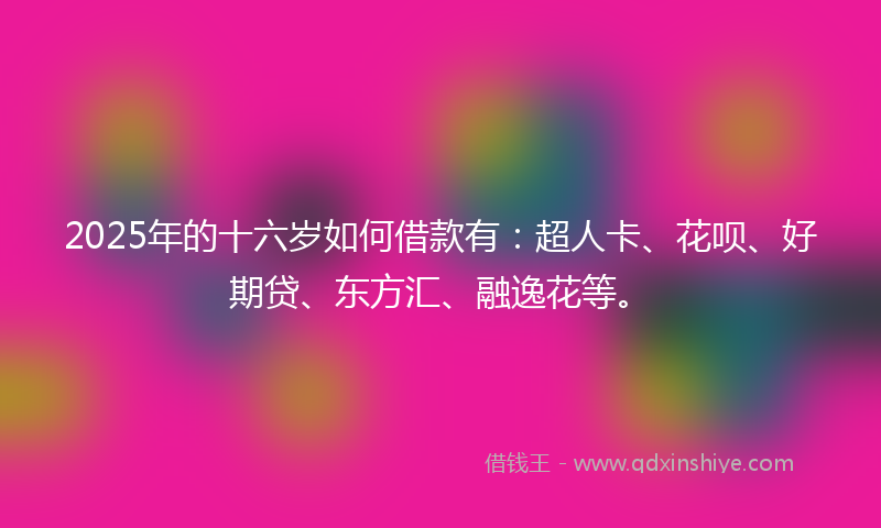 2025年的十六岁如何借款有：超人卡、花呗、好期贷、东方汇、融逸花等。