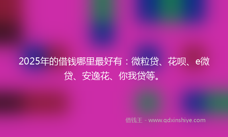 2025年的借钱哪里最好有：微粒贷、花呗、e微贷、安逸花、你我贷等。