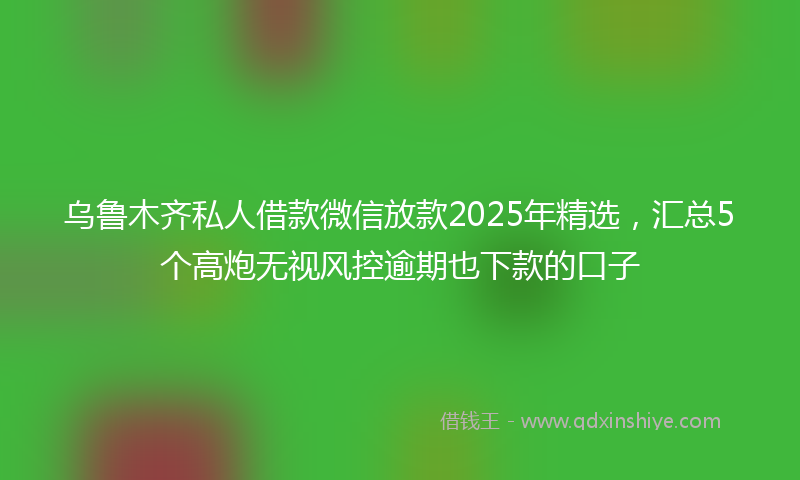 乌鲁木齐私人借款微信放款2025年精选,汇总5个高炮无视风控逾期也下款的口子