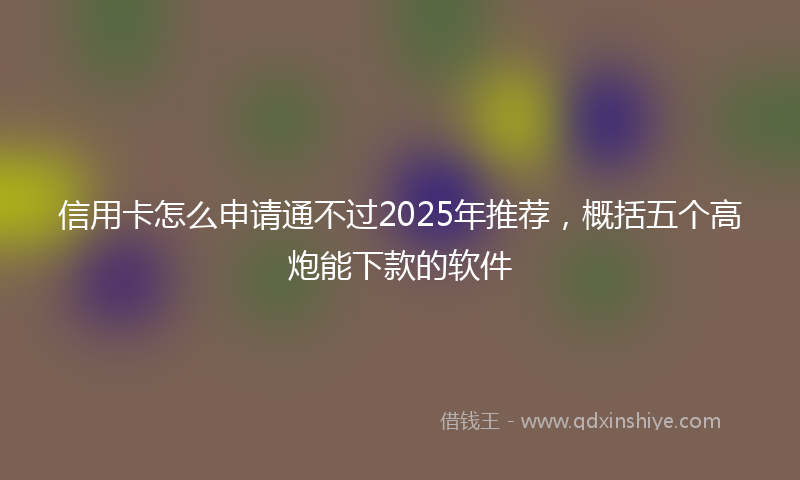 信用卡怎么申请通不过2025年推荐，概括五个高炮能下款的软件