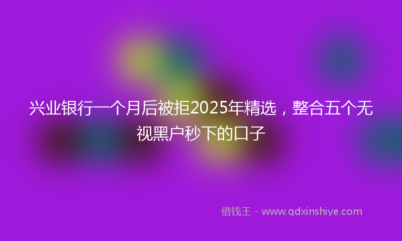 兴业银行一个月后被拒2025年精选，整合五个无视黑户秒下的口子