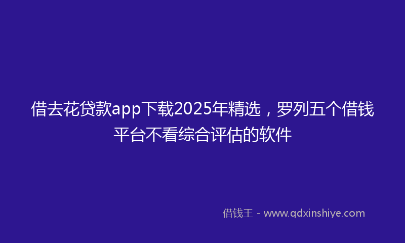 借去花贷款app下载2025年精选，罗列五个借钱平台不看综合评估的软件