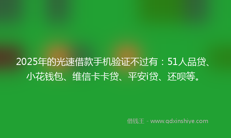 2025年的光速借款手机验证不过有：51人品贷、小花钱包、维信卡卡贷、平安i贷、还呗等。