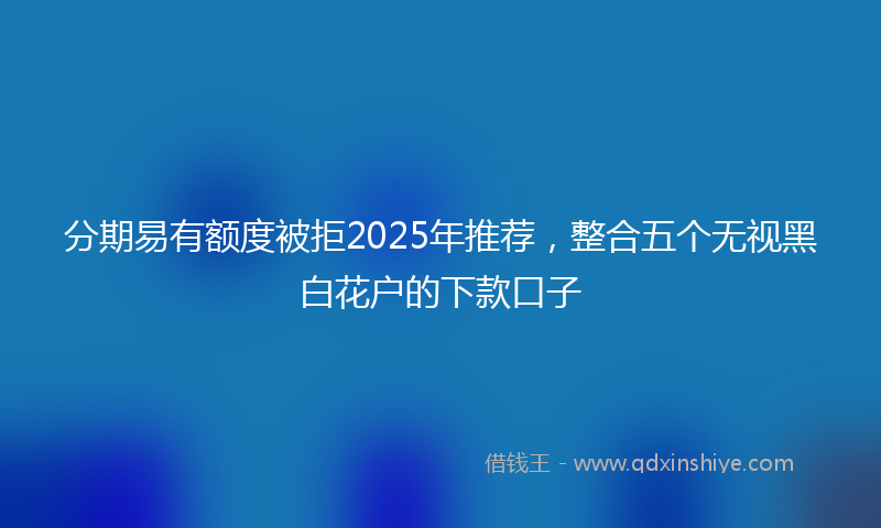 分期易有额度被拒2025年推荐，整合五个无视黑白花户的下款口子