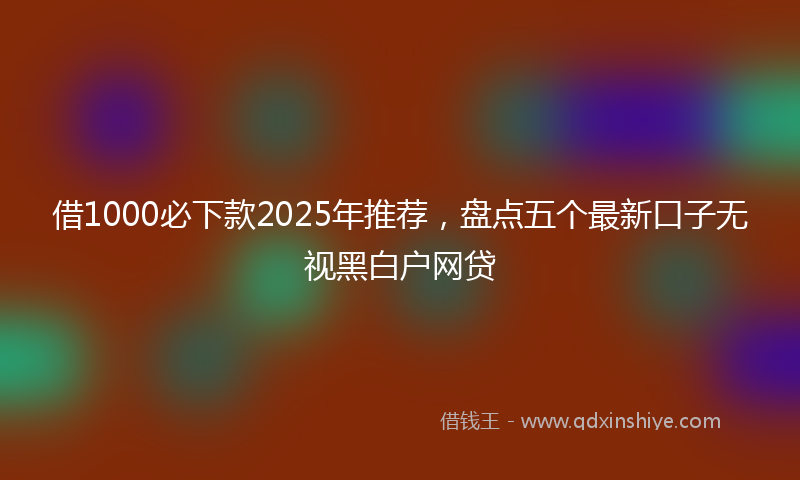 借1000必下款2025年推荐，盘点五个最新口子无视黑白户网贷