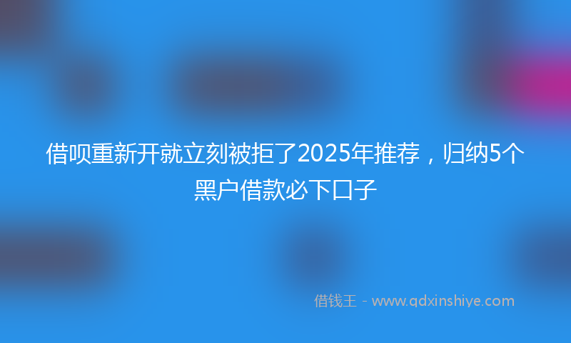 借呗重新开就立刻被拒了2025年推荐，归纳5个黑户借款必下口子