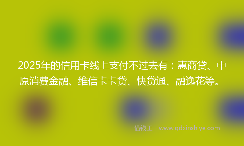 2025年的信用卡线上支付不过去有：惠商贷、中原消费金融、维信卡卡贷、快贷通、融逸花等。