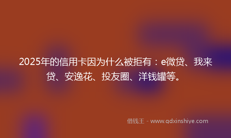 2025年的信用卡因为什么被拒有：e微贷、我来贷、安逸花、投友圈、洋钱罐等。