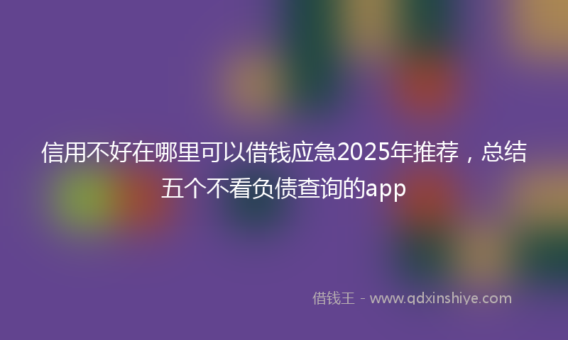 信用不好在哪里可以借钱应急2025年推荐，总结五个不看负债查询的app