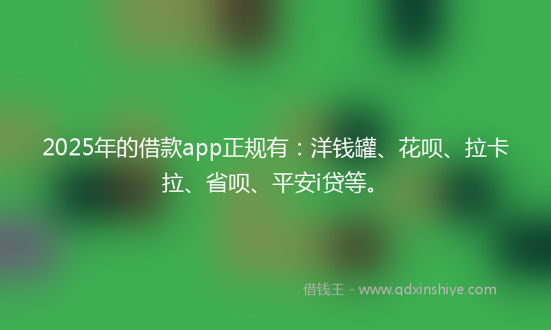 2025年的借款app正规有：洋钱罐、花呗、拉卡拉、省呗、平安i贷等。