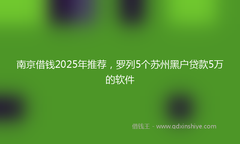 南京借钱2025年推荐，罗列5个苏州黑户贷款5万的软件