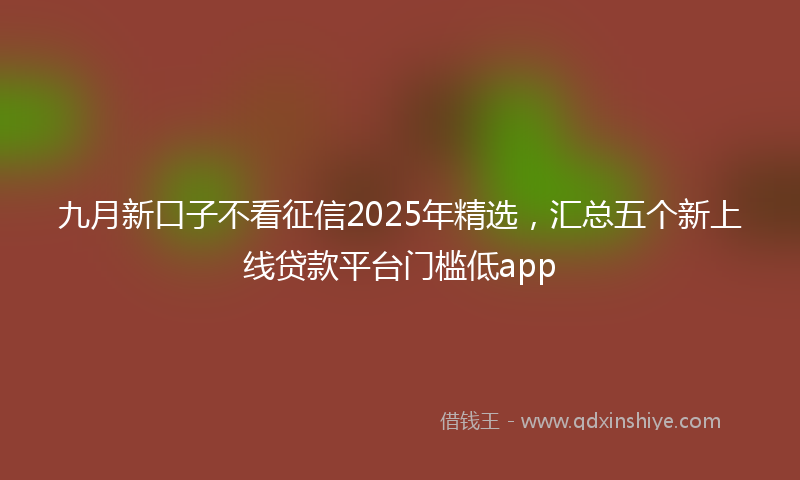 九月新口子不看征信2025年精选，汇总五个新上线贷款平台门槛低app