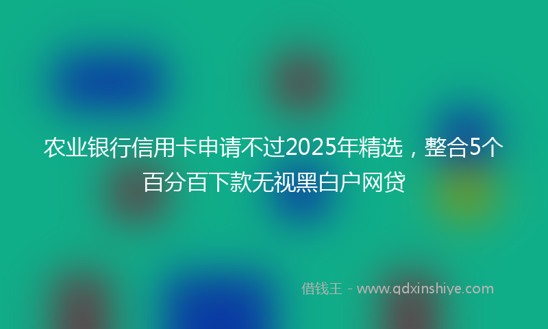 农业银行信用卡申请不过2025年精选，整合5个百分百下款无视黑白户网贷