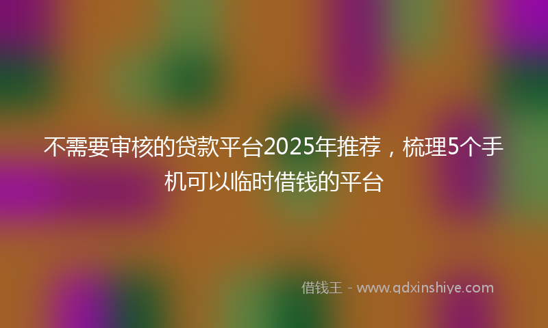 不需要审核的贷款平台2025年推荐，梳理5个手机可以临时借钱的平台