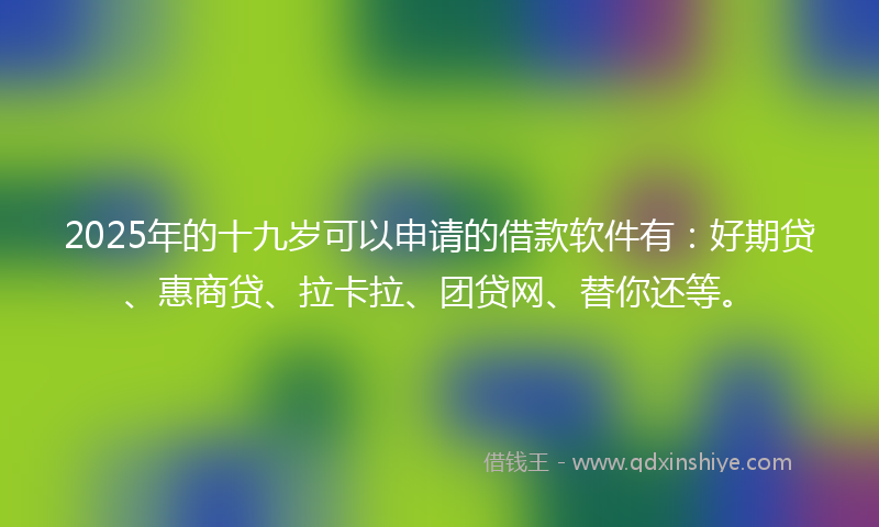2025年的十九岁可以申请的借款软件有：好期贷、惠商贷、拉卡拉、团贷网、替你还等。