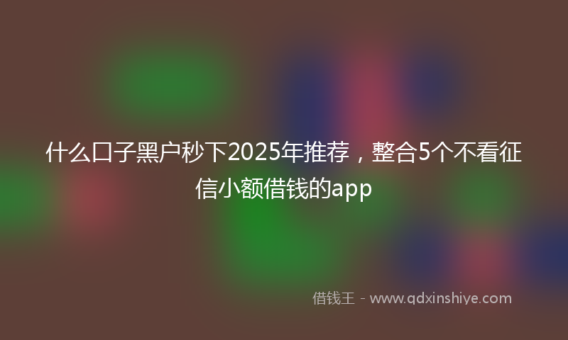 什么口子黑户秒下2025年推荐，整合5个不看征信小额借钱的app