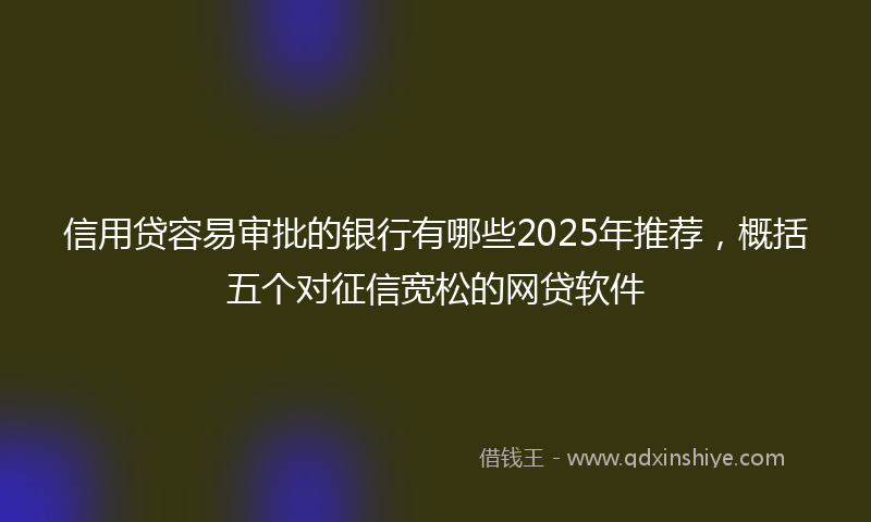 信用贷容易审批的银行有哪些2025年推荐，概括五个对征信宽松的网贷软件