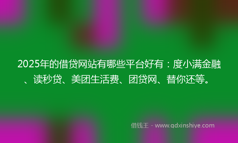 2025年的借贷网站有哪些平台好有：度小满金融、读秒贷、美团生活费、团贷网、替你还等。