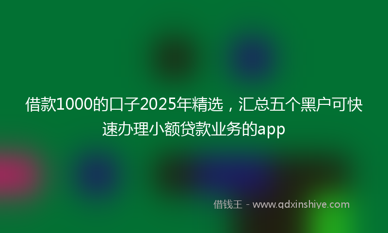 借款1000的口子2025年精选，汇总五个黑户可快速办理小额贷款业务的app